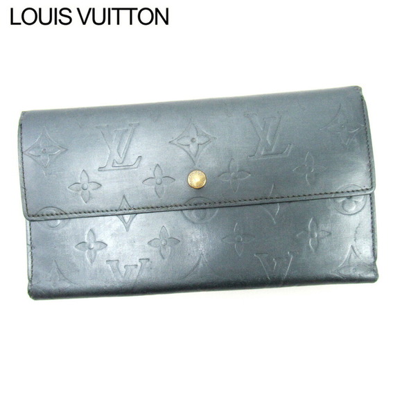 Louis Vuitton Leather Tri fold Wallet Blue Tresor Matte Porte Long Monogram - Picture 1 of 6